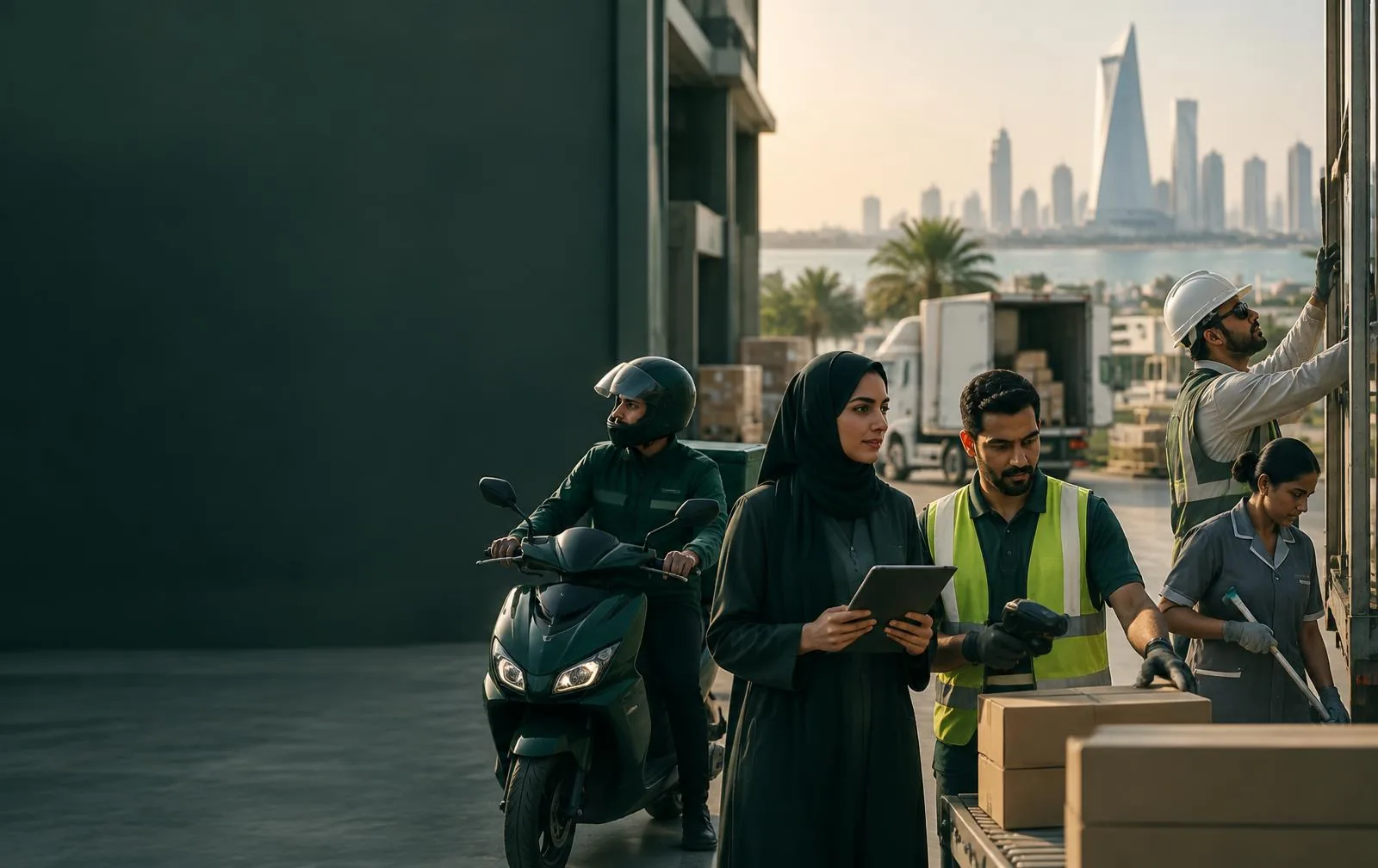 Professional operational workforce in a Saudi logistics environment